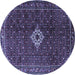 Round Machine Washable Persian Blue Traditional Rug, wshtr1619blu