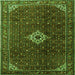 Round Machine Washable Persian Green Traditional Area Rugs, wshtr1619grn