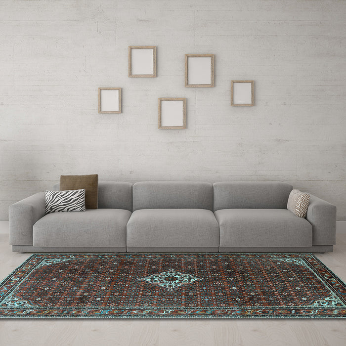Machine Washable Persian Light Blue Traditional Rug in a Living Room, wshtr1619lblu