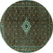 Round Machine Washable Persian Turquoise Traditional Area Rugs, wshtr1619turq