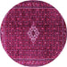 Round Machine Washable Persian Pink Traditional Rug, wshtr1619pnk