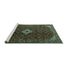 Sideview of Machine Washable Persian Turquoise Traditional Area Rugs, wshtr1619turq