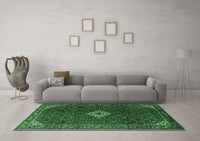 Machine Washable Persian Emerald Green Traditional Rug, wshtr1619emgrn