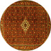 Round Persian Yellow Traditional Rug, tr1619yw