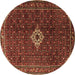 Round Machine Washable Persian Brown Traditional Rug, wshtr1619brn