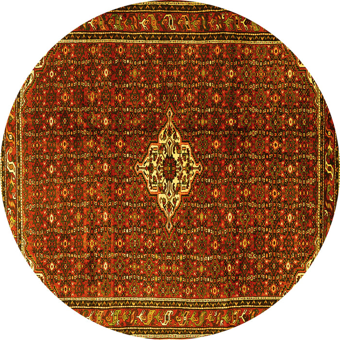 Round Machine Washable Persian Yellow Traditional Rug, wshtr1619yw