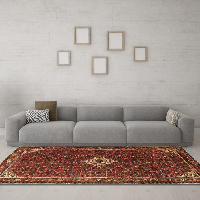 Machine Washable Persian Brown Traditional Rug in a Living Room,, wshtr1619brn