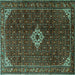 Square Machine Washable Persian Turquoise Traditional Area Rugs, wshtr1619turq