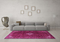 Machine Washable Persian Pink Traditional Rug, wshtr1619pnk