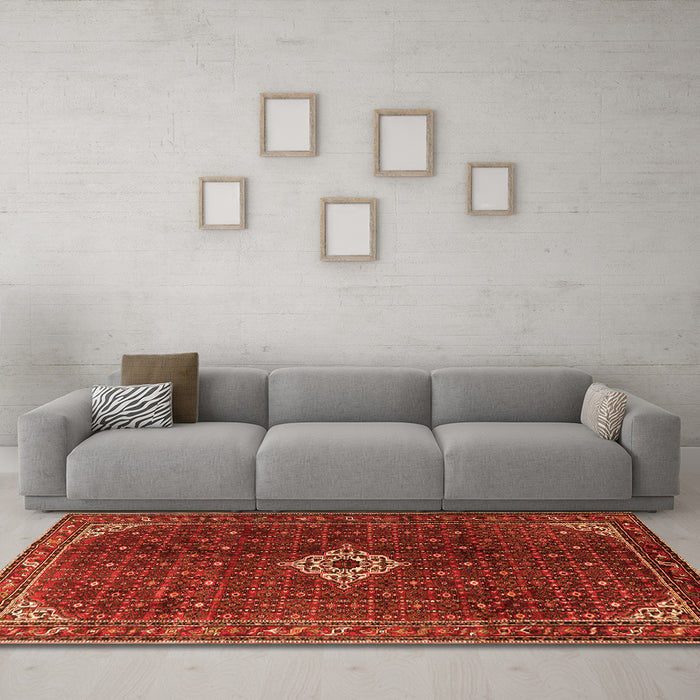 Machine Washable Persian Orange Traditional Area Rugs in a Living Room, wshtr1619org