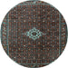 Round Machine Washable Persian Light Blue Traditional Rug, wshtr1619lblu