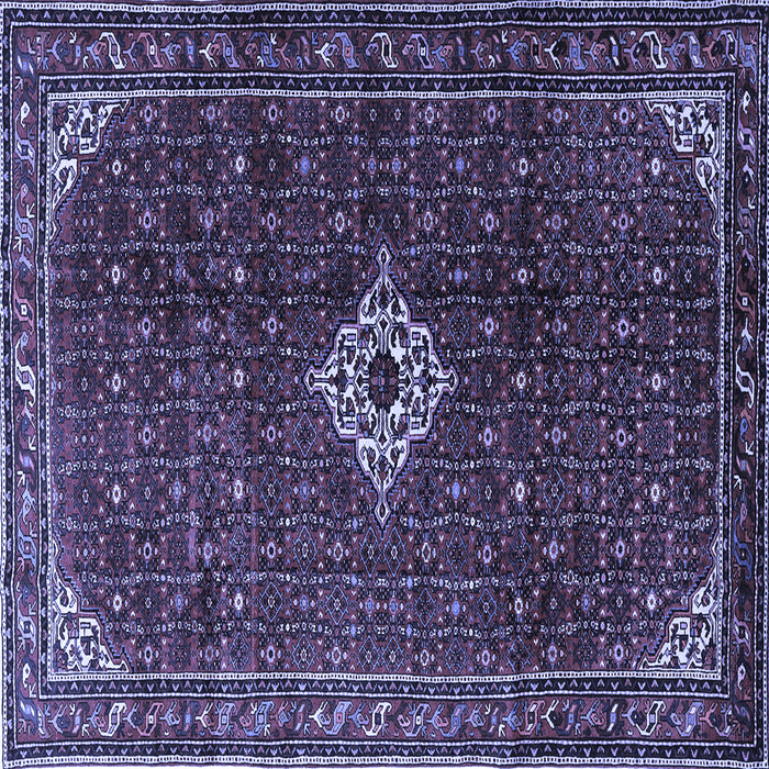 Square Machine Washable Persian Blue Traditional Rug, wshtr1619blu