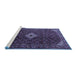 Sideview of Machine Washable Persian Blue Traditional Rug, wshtr1619blu