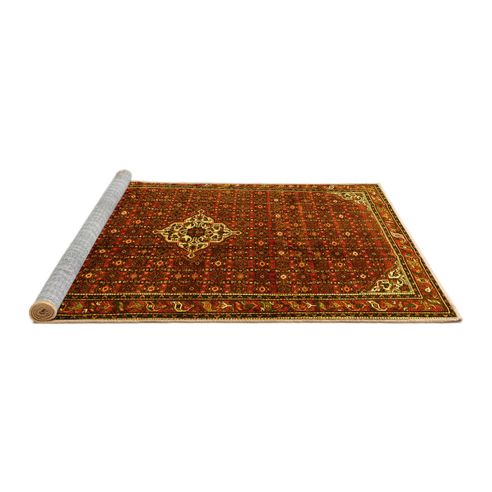 Sideview of Machine Washable Persian Yellow Traditional Rug, wshtr1619yw