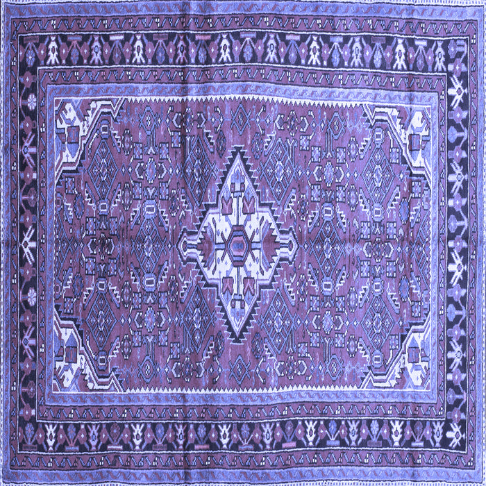 Square Machine Washable Persian Blue Traditional Rug, wshtr161blu