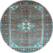 Round Persian Light Blue Traditional Rug, tr161lblu