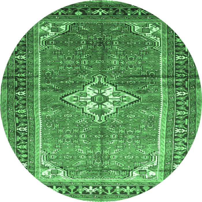 Round Persian Emerald Green Traditional Rug, tr161emgrn