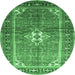 Round Persian Emerald Green Traditional Rug, tr161emgrn