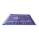 Sideview of Machine Washable Persian Blue Traditional Rug, wshtr161blu