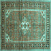 Square Persian Turquoise Traditional Rug, tr161turq