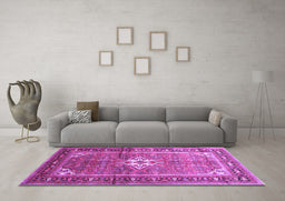 Machine Washable Persian Purple Traditional Area Rugs in a Living Room, wshtr161pur