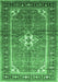 Machine Washable Persian Emerald Green Traditional Area Rugs, wshtr161emgrn