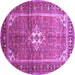 Round Machine Washable Persian Purple Traditional Area Rugs, wshtr161pur