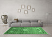 Machine Washable Persian Emerald Green Traditional Area Rugs in a Living Room,, wshtr161emgrn