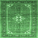 Square Machine Washable Persian Emerald Green Traditional Area Rugs, wshtr161emgrn