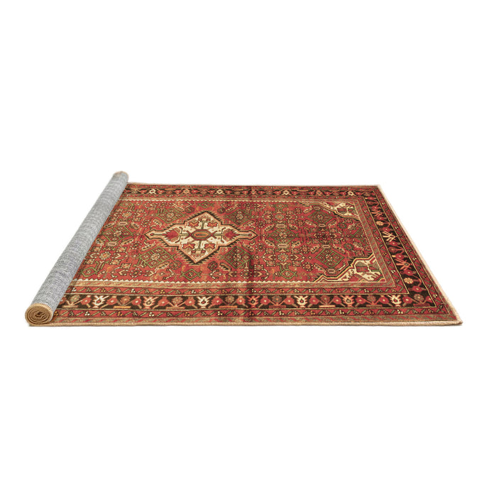 Sideview of Machine Washable Persian Brown Traditional Rug, wshtr161brn