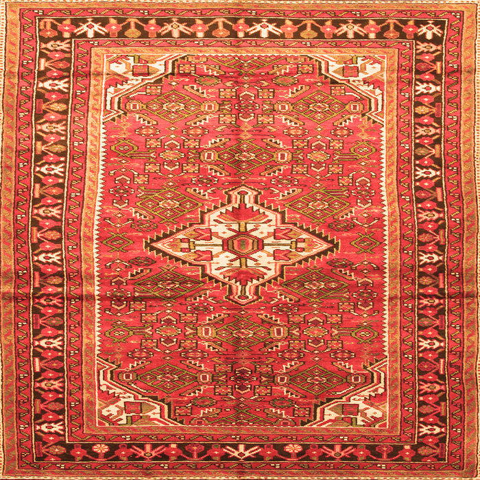 Round Machine Washable Persian Orange Traditional Area Rugs, wshtr161org