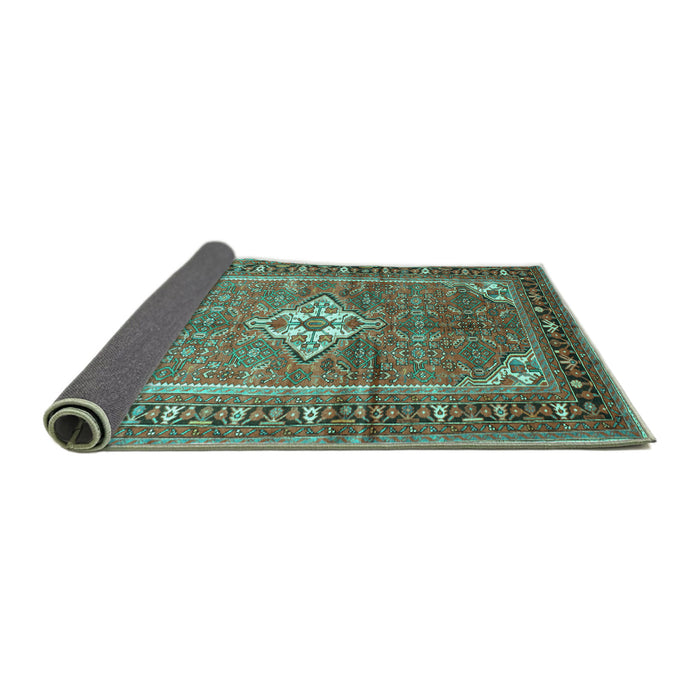 Sideview of Persian Turquoise Traditional Rug, tr161turq