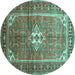 Round Persian Turquoise Traditional Rug, tr161turq