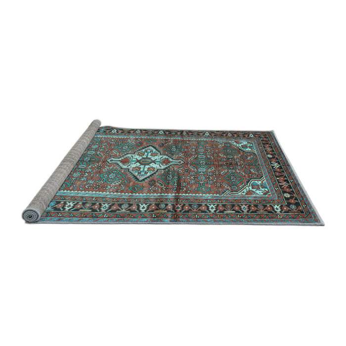 Sideview of Machine Washable Persian Light Blue Traditional Rug, wshtr161lblu