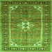 Round Machine Washable Persian Green Traditional Area Rugs, wshtr161grn