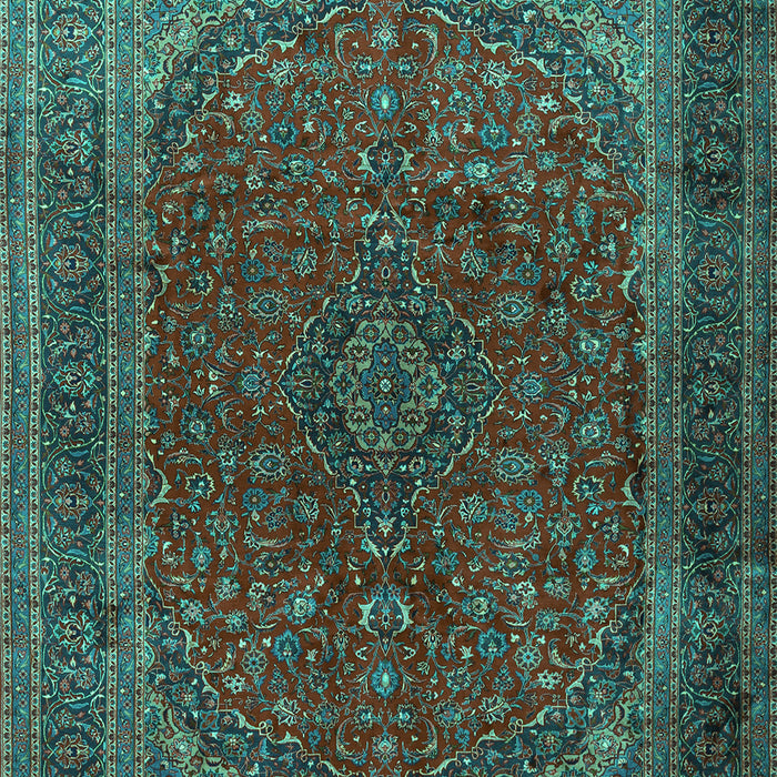 Round Machine Washable Medallion Turquoise Traditional Area Rugs, wshtr1620turq