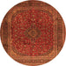 Machine Washable Medallion Orange Traditional Area Rugs, wshtr1620org