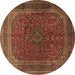 Round Medallion Brown Traditional Rug, tr1620brn