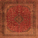 Serging Thickness of Medallion Orange Traditional Rug, tr1620org