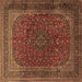 Square Medallion Brown Traditional Rug, tr1620brn