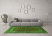 Machine Washable Medallion Green Traditional Area Rugs in a Living Room,, wshtr1620grn