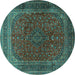 Round Medallion Turquoise Traditional Rug, tr1620turq