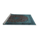 Sideview of Machine Washable Medallion Light Blue Traditional Rug, wshtr1620lblu