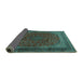 Sideview of Medallion Turquoise Traditional Rug, tr1620turq