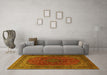 Machine Washable Medallion Yellow Traditional Rug in a Living Room, wshtr1620yw