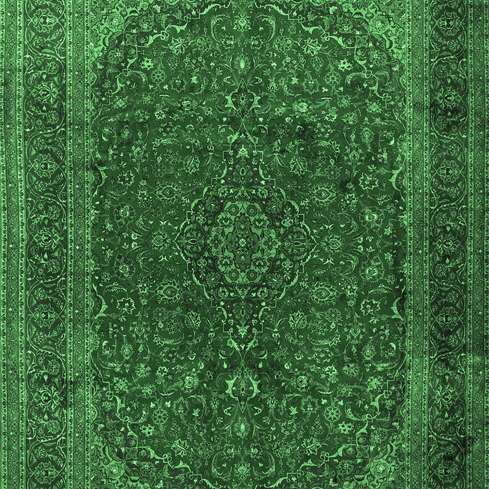 Machine Washable Medallion Emerald Green Traditional Area Rugs, wshtr1620emgrn