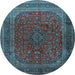 Round Medallion Light Blue Traditional Rug, tr1620lblu