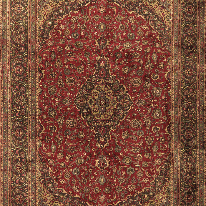 Machine Washable Medallion Brown Traditional Rug, wshtr1620brn