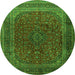 Machine Washable Medallion Green Traditional Area Rugs, wshtr1620grn