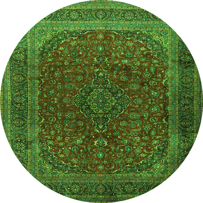 Square Medallion Green Traditional Rug, tr1620grn